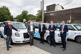 (c) Stadtwerke Münster OB Markus Lewe, SW-GF Frank Gäfgen, Bundesverkehrsminister Andreas Scheuer, NRW+Stadtbaurat Robin Denstorff