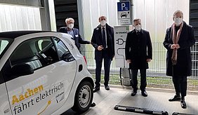 Im Parkhaus des Luisenhospitals sind fünf Ladestationen mit zehn Ladepunkten errichtet worden. © Foto: Stadt Aachen.